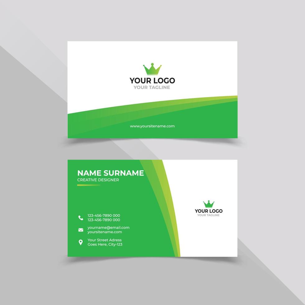 diseño de tarjeta de visita de empresa creativa en color blanco y verde vector