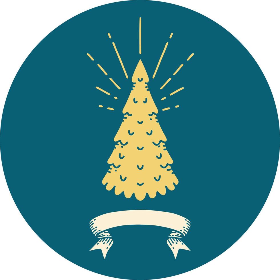 icon of tattoo style pine tree vector