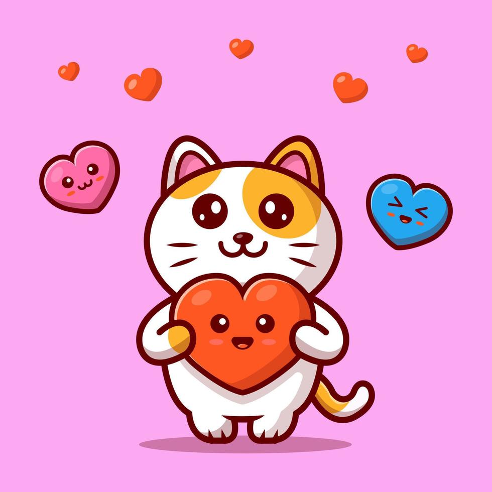 cat kitten hug love heart line art abstract mascot cartoon logo icon vector  illustration 25946273 Vector Art at Vecteezy