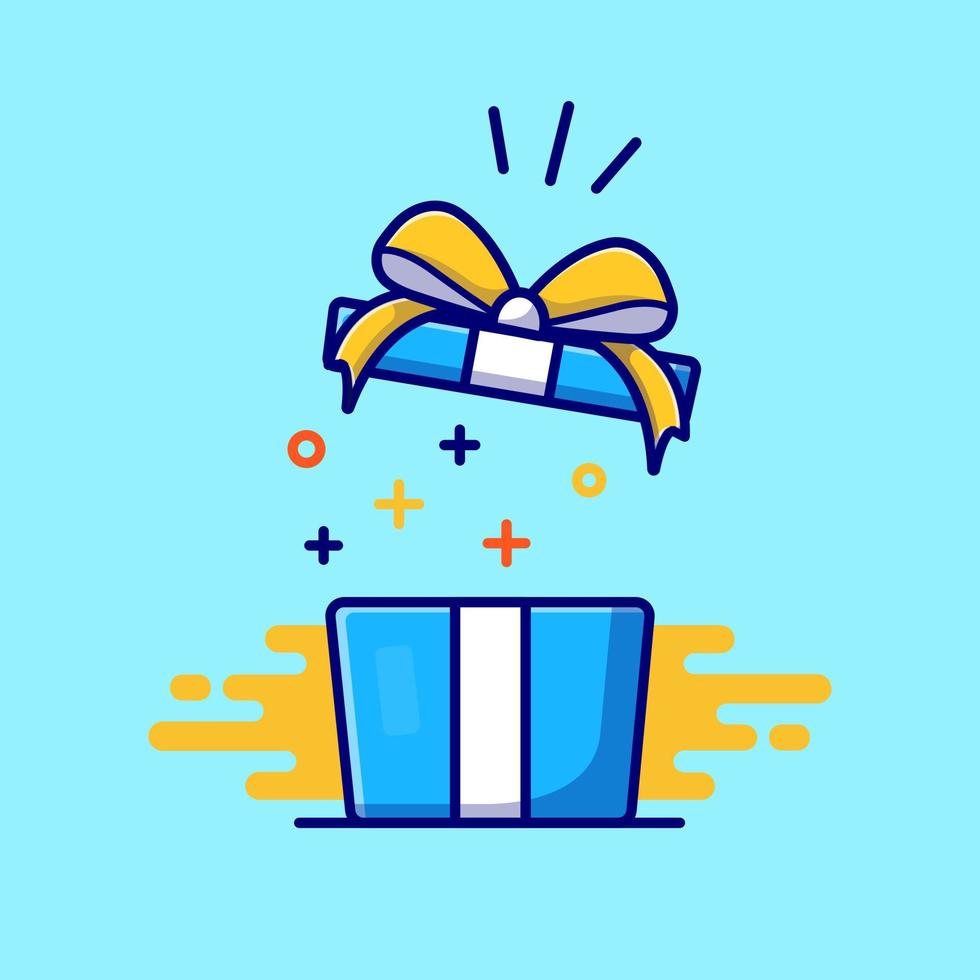 Gift Box With Ribbon Cartoon Vector Icon Illustration. Birthday Icon Concept Isolated Premium Vector. Flat Cartoon Style