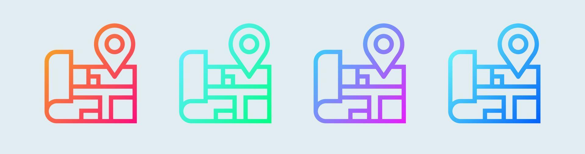 Maps line icon in gradient colors. Location pin signs vector illustration.