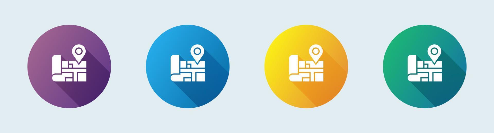 Maps solid icon in flat design style. Location pin signs vector illustration.