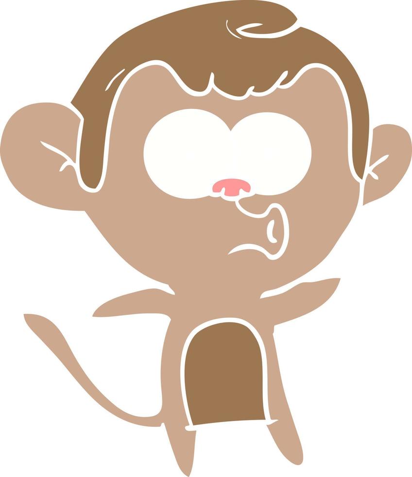 flat color style cartoon surprised monkey vector