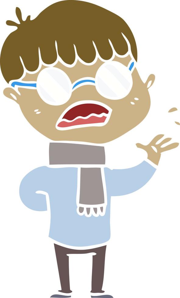 niño de dibujos animados de estilo de color plano con gafas vector