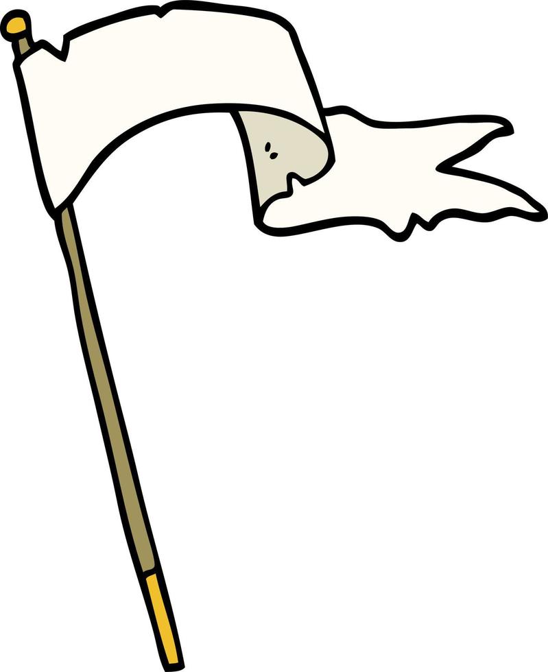 cartoon doodle waving white banner flag vector