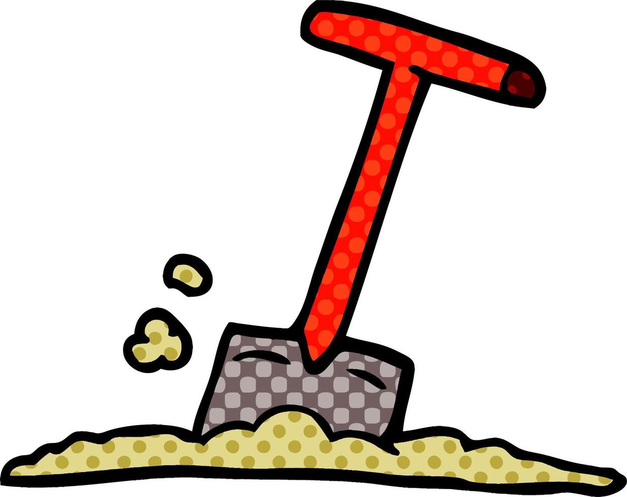 cartoon doodle shovel in dirt vector