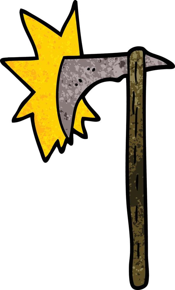 cartoon doodle viking axe vector