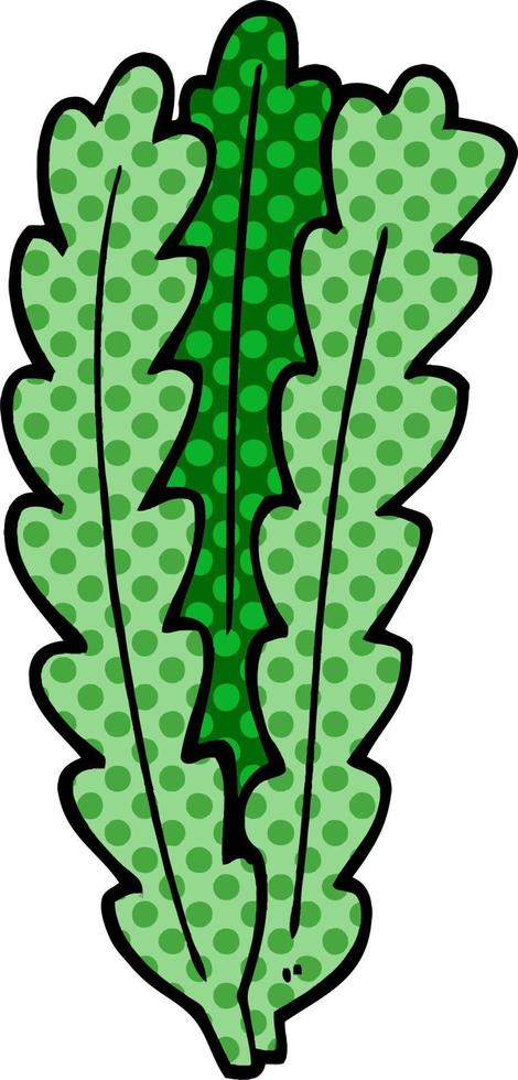 cartoon doodle green leaves vector