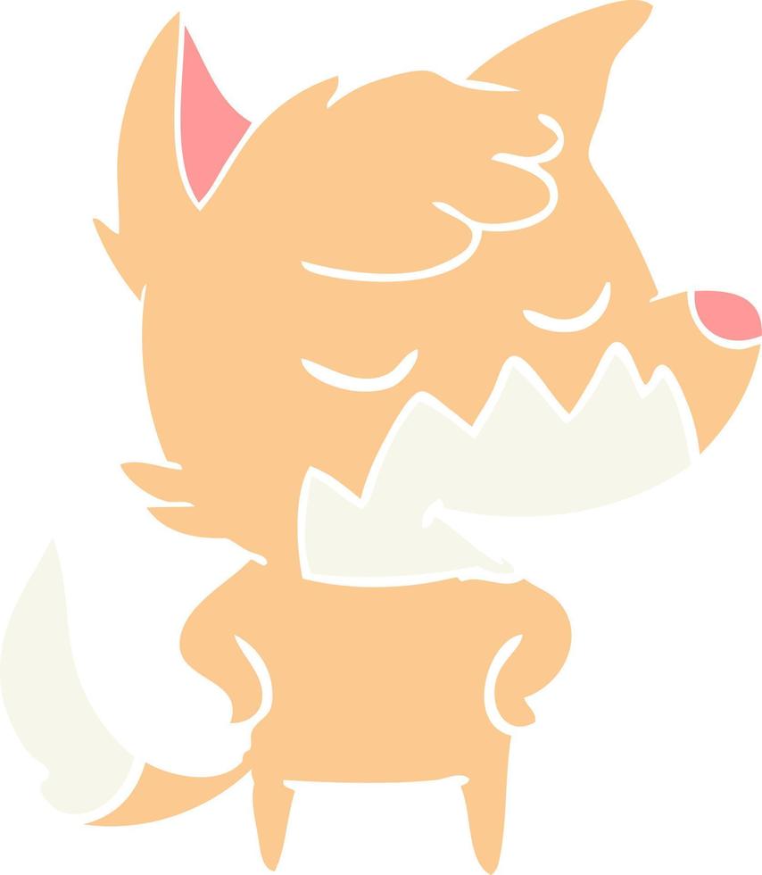 friendly flat color style cartoon fox vector