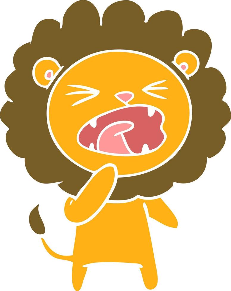 flat color style cartoon angry lion vector