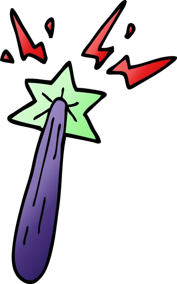 cartoon doodle magic wand vector