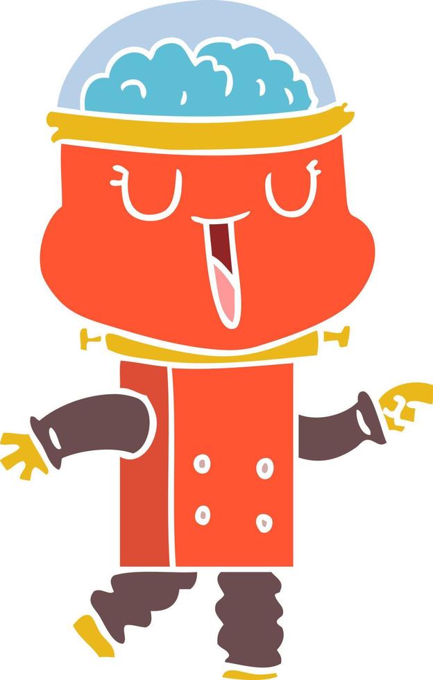 happy flat color style cartoon robot vector