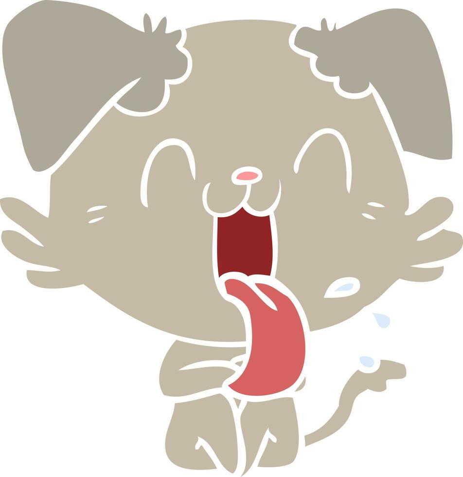 flat color style cartoon panting dog vector