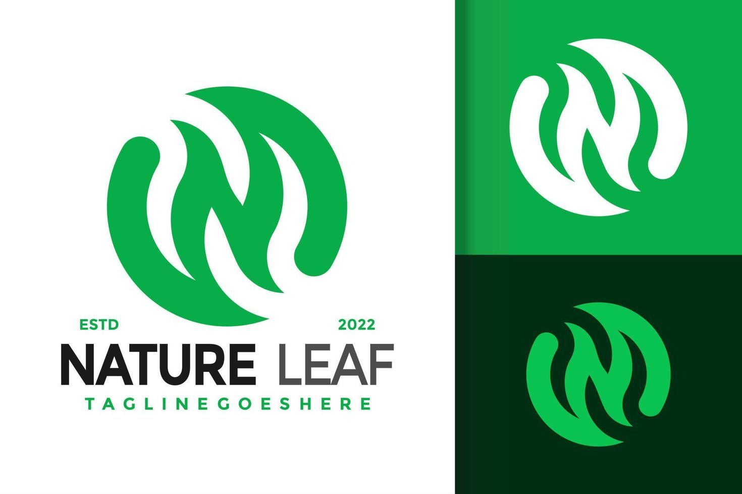 N Nature Leaf Logo Design, brand identity logos vector, modern logo, Logo Designs Vector Illustration Template