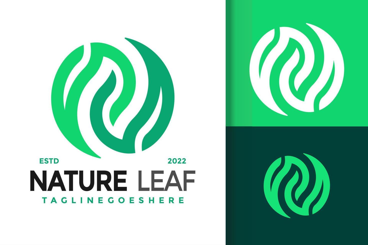 diseño de logotipo de hoja de naturaleza de letra n circular, vector de logotipos de identidad de marca, logotipo moderno, plantilla de ilustración vectorial de diseños de logotipo