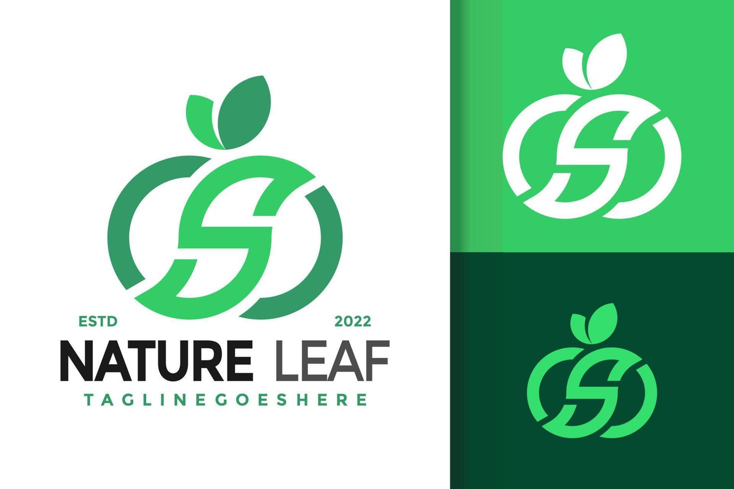 s letra infinito naturaleza hoja diseño de logotipo, logotipos de identidad de marca vector, logotipo moderno, diseño de logotipo plantilla de ilustración vectorial vector