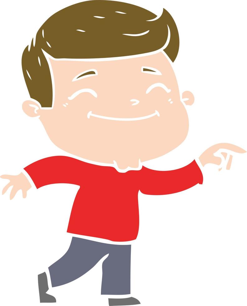 happy flat color style cartoon man vector