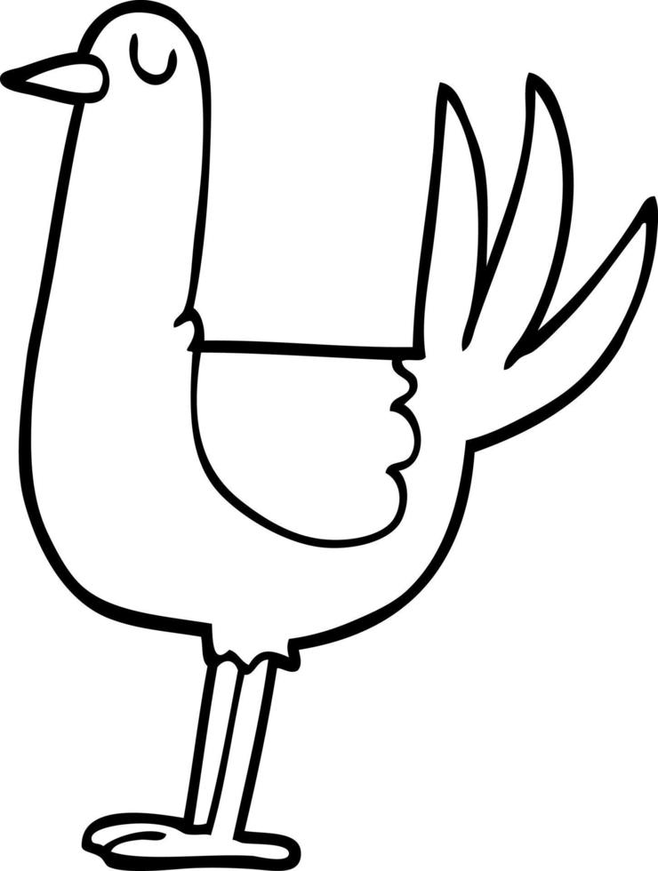 line drawing cartoon tall bird vector