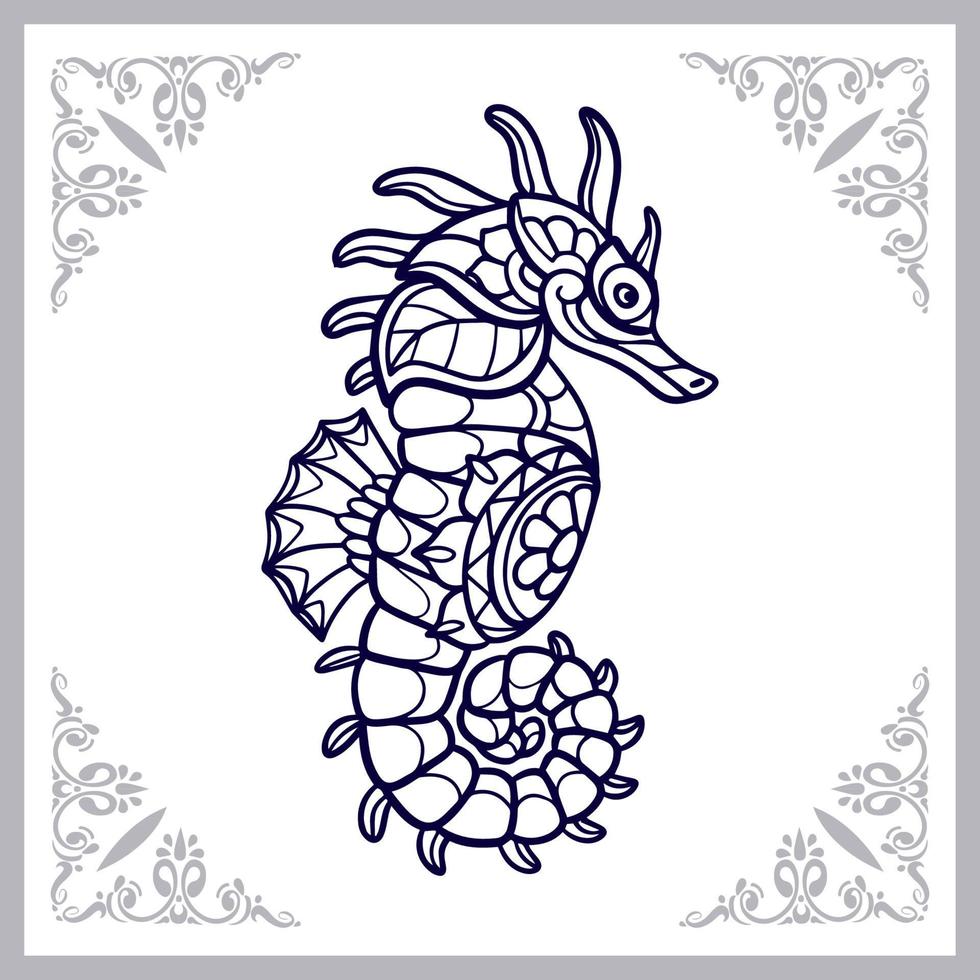 Sea horse mandala arts isolated on white background vector