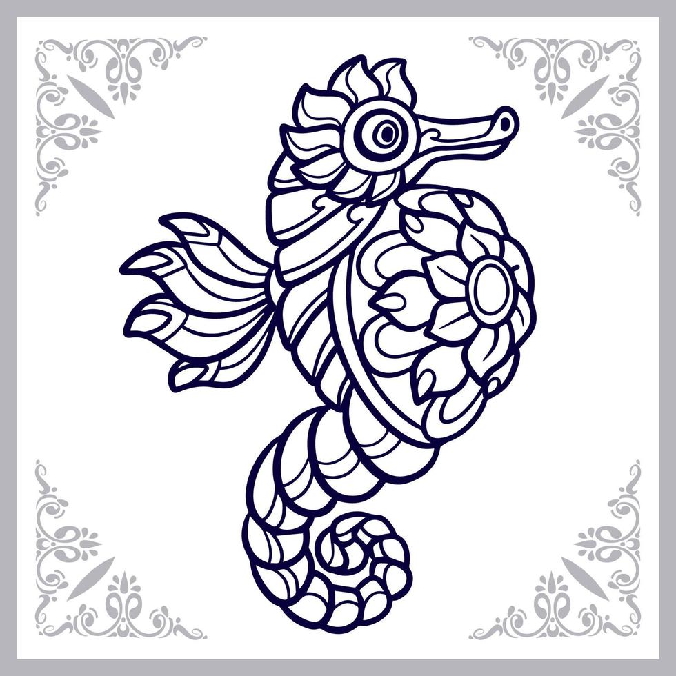 Sea horse mandala arts isolated on white background vector