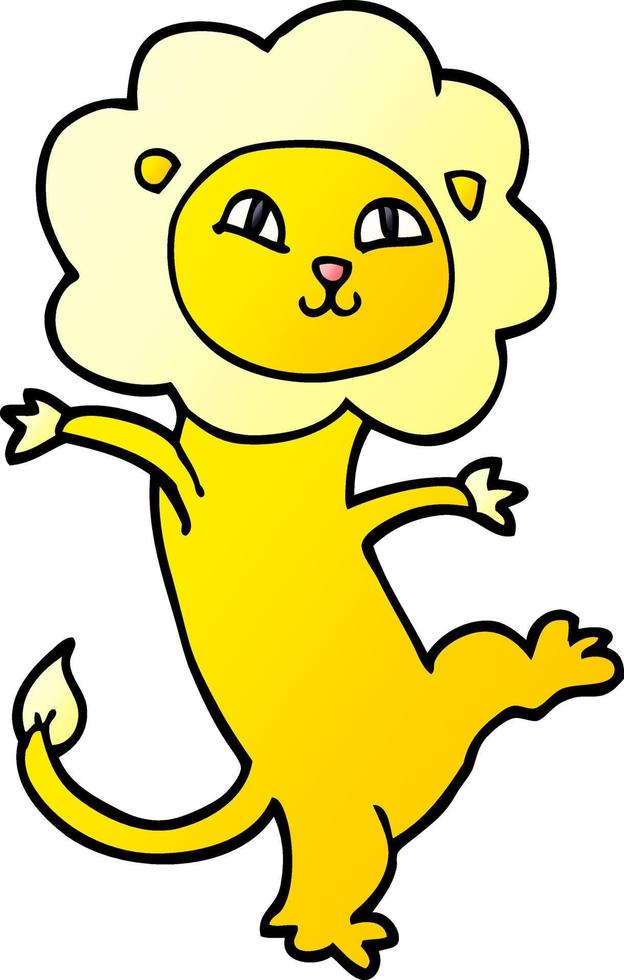 cartoon doodle happy lion vector