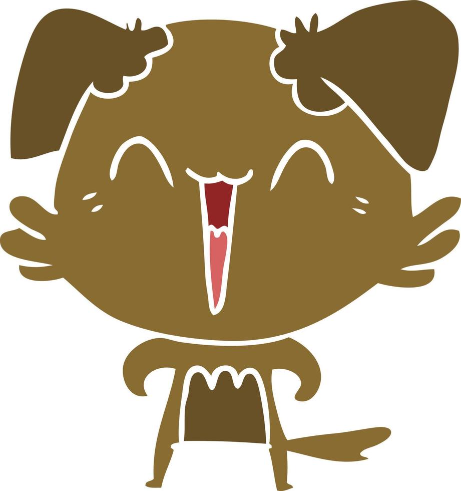 happy little dog flat color style cartoon vector