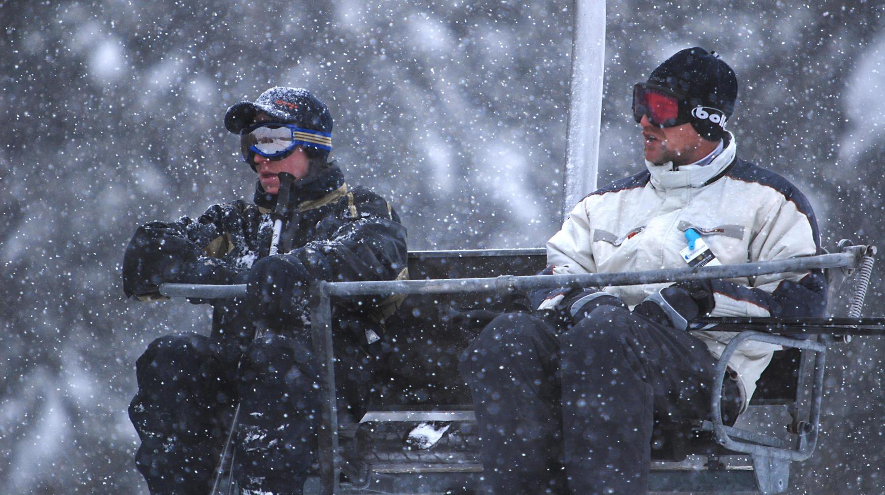 winter fun on a chair lift photo