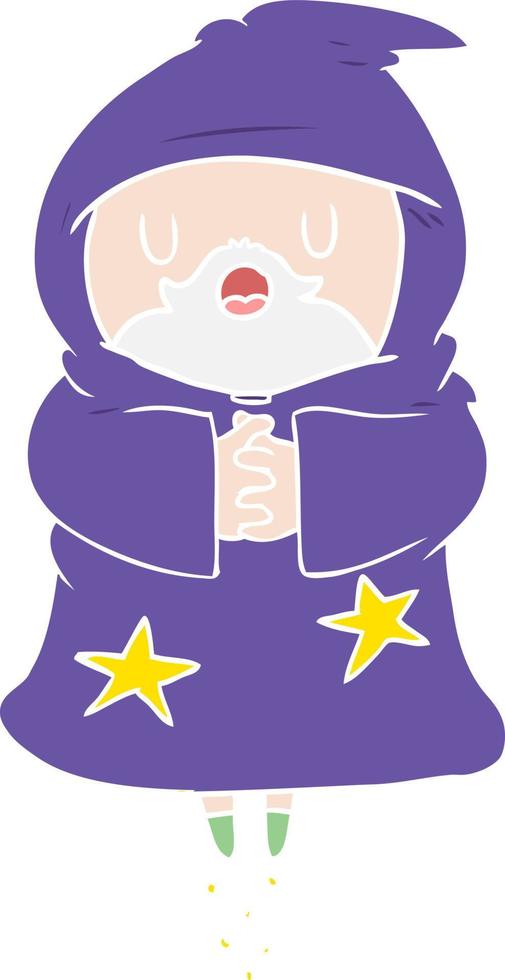 flat color style cartoon floating wizard vector