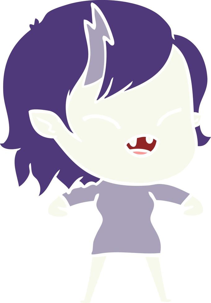 flat color style cartoon laughing vampire girl vector