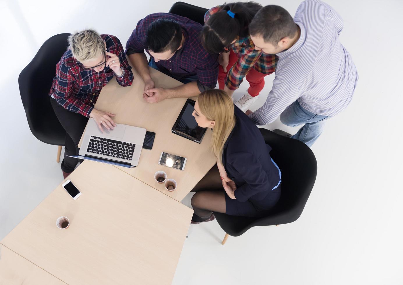 vista aérea del grupo de personas de negocios en reunión foto