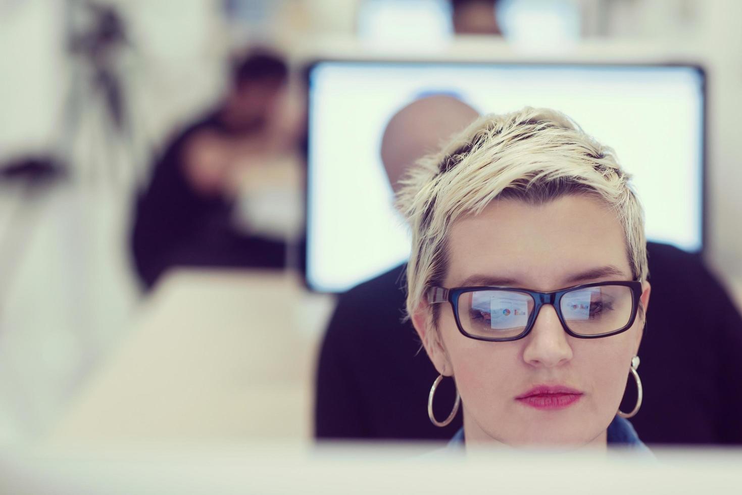 startup business, woman  working on desktop computer photo