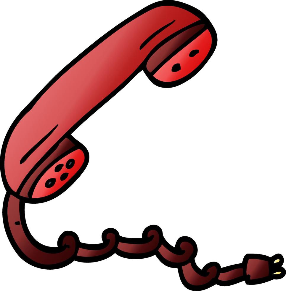 cartoon doodle telephone handset vector