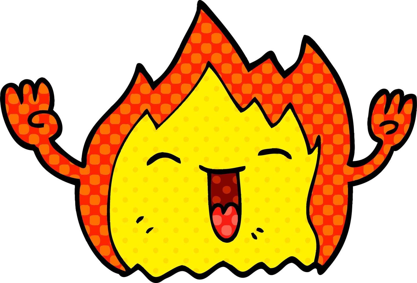 cartoon doodle happy red flame vector