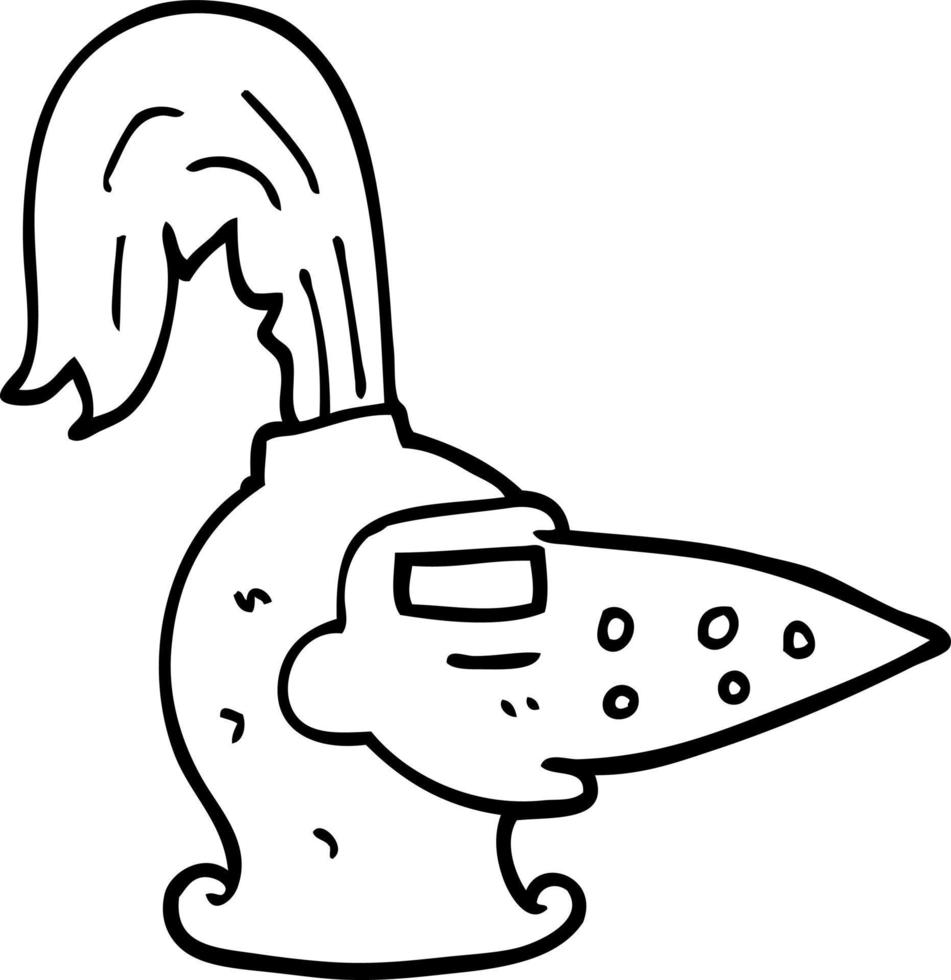 line drawing cartoon knights helmet vector