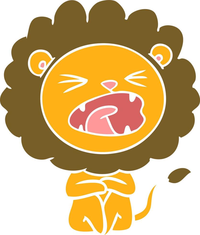 flat color style cartoon angry lion vector