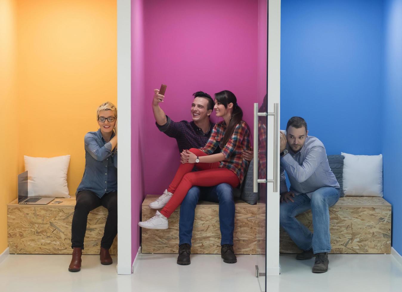 group of business people in creative working  space photo