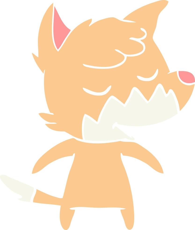 friendly flat color style cartoon fox vector