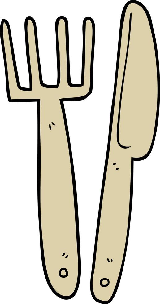 cartoon doodle plastic knife and fork vector