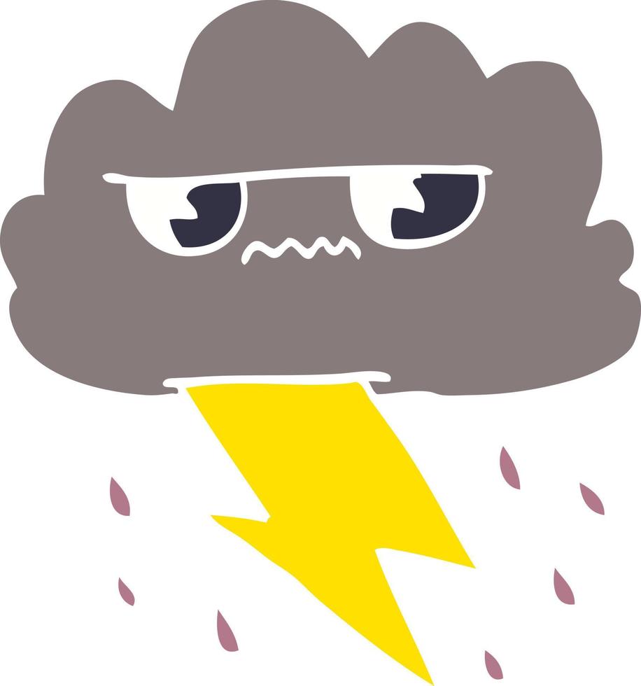 cartoon doodle angry storm cloud vector