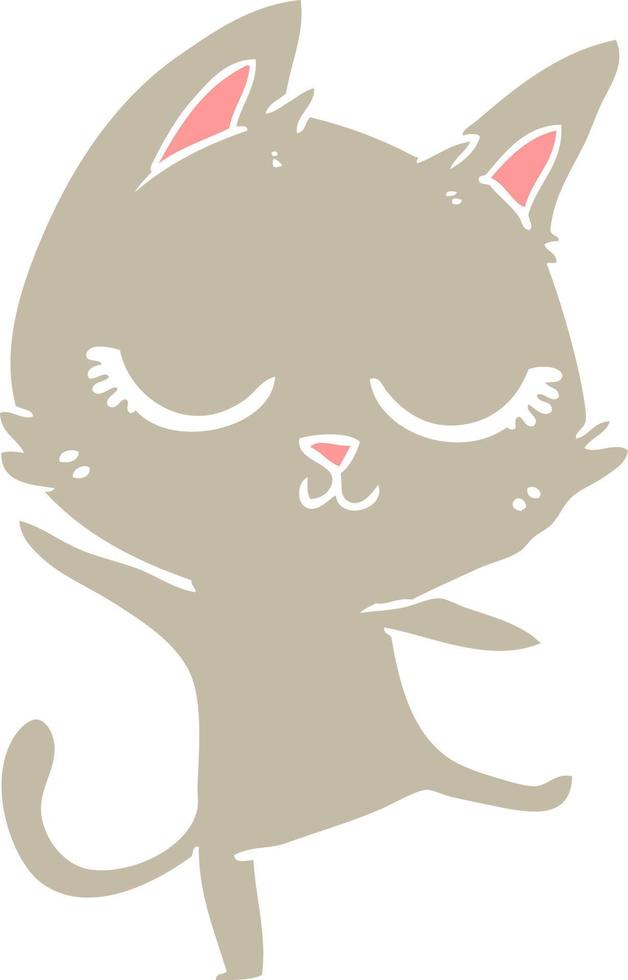 calm flat color style cartoon cat vector