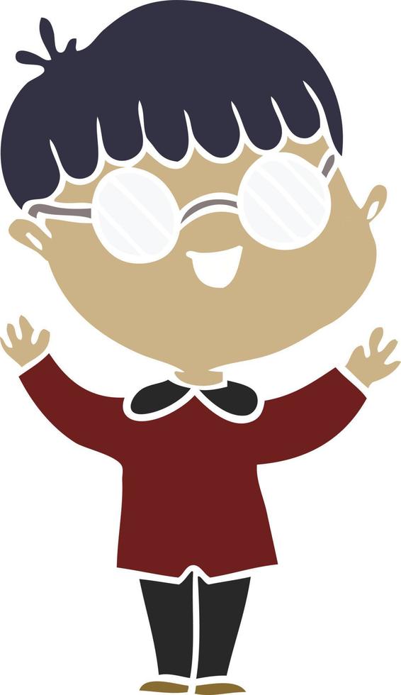 niño de dibujos animados de estilo de color plano con gafas vector