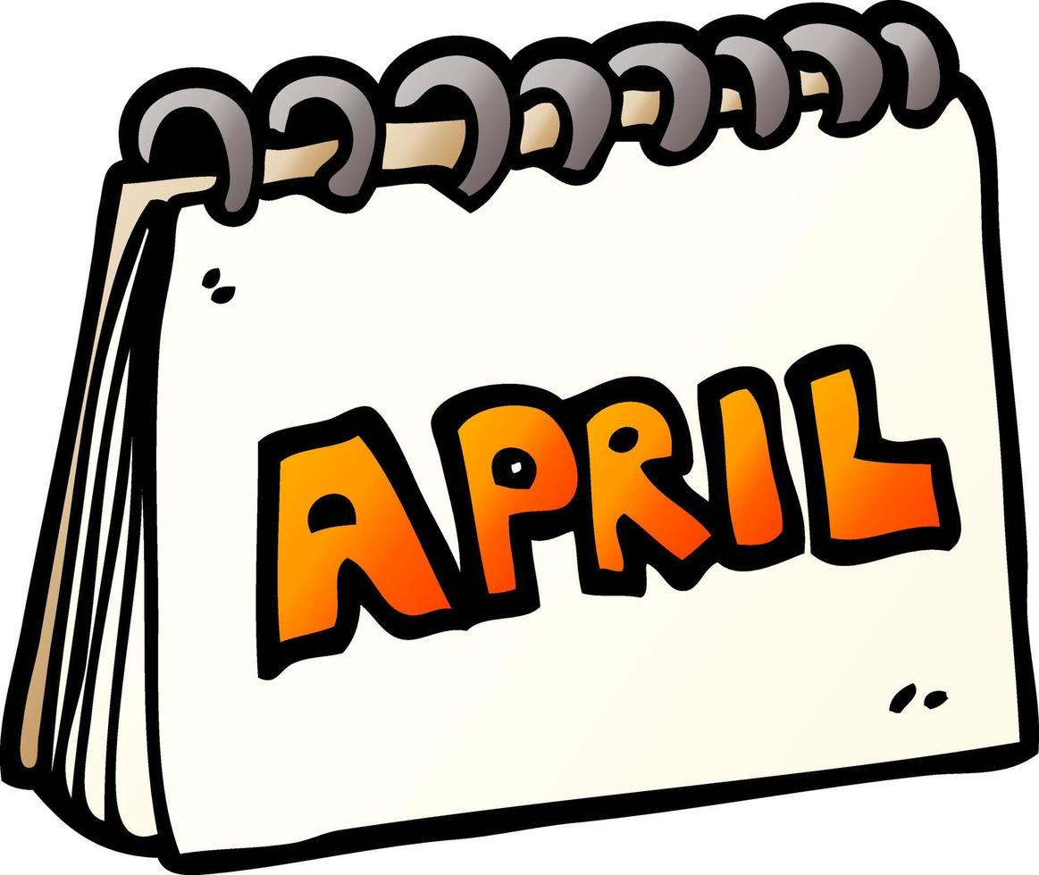 cartoon doodle calendar showing month of april vector