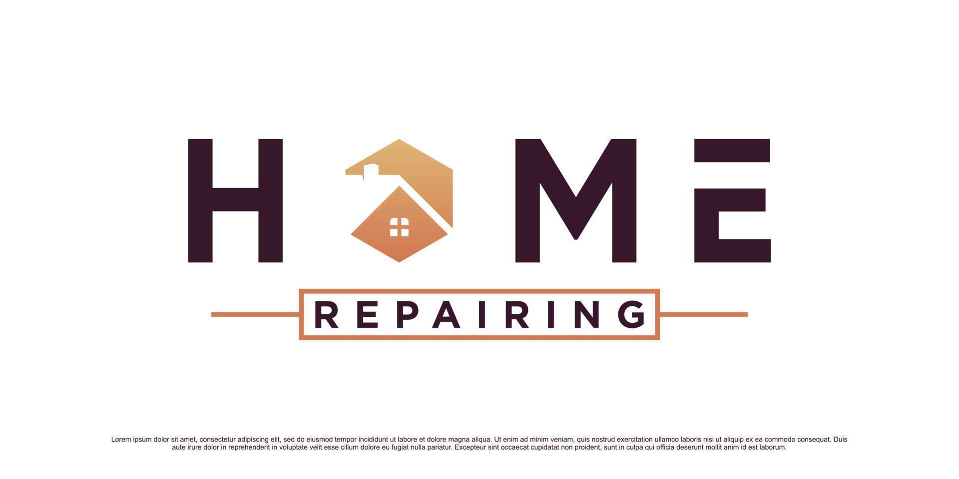 Home repair logo design template for business construction with creative concept vector