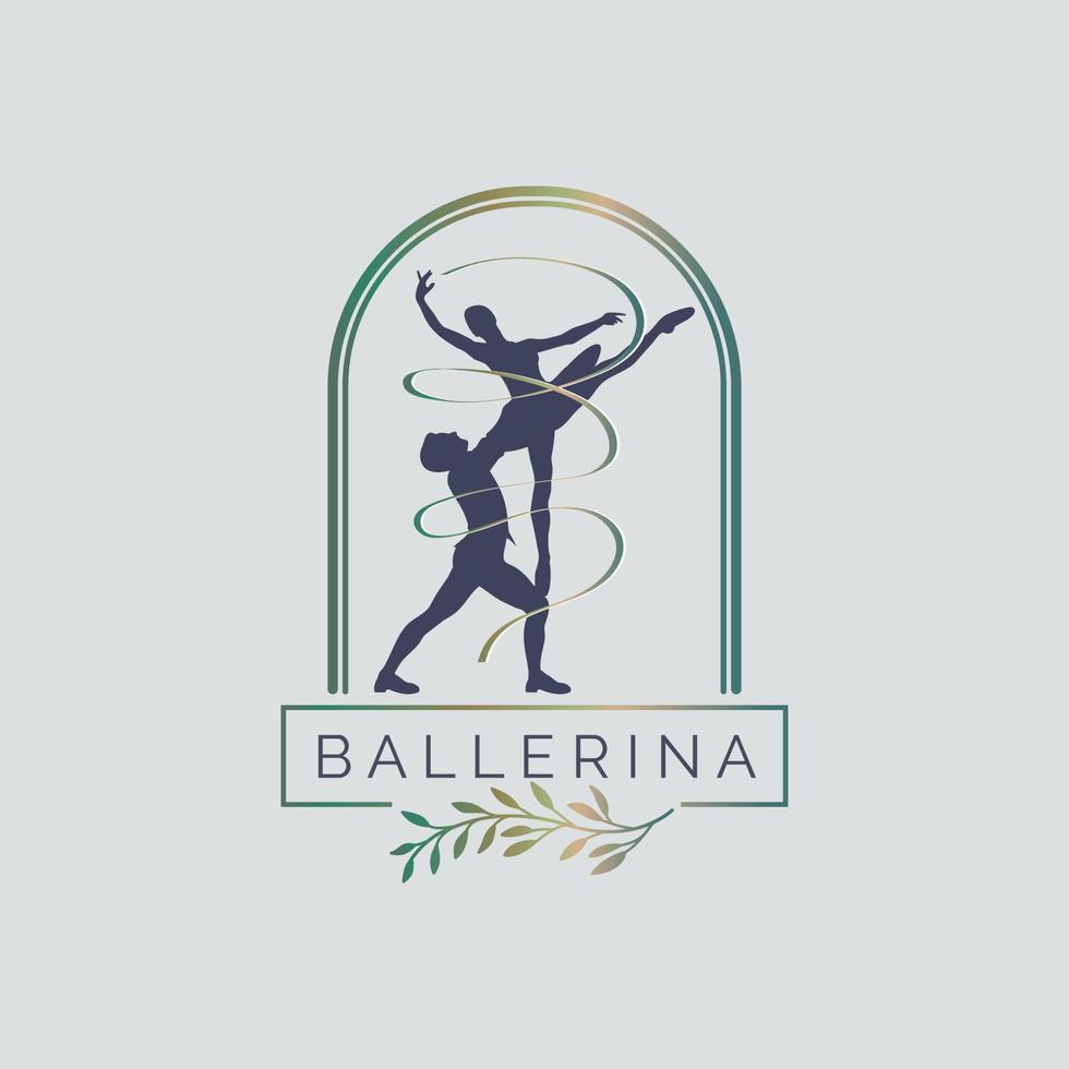 Ballerina dance school and studio in ballet motion dance style logo template design vector for brand or company and other