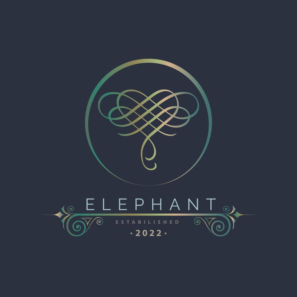 elephant calligraphy style luxury monogram logo template design for brand or company and other vector