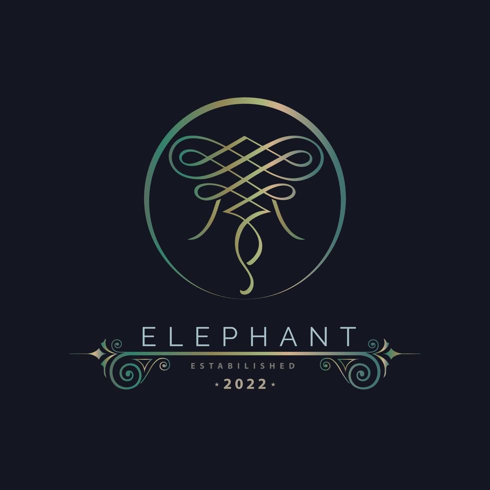 diseño de plantilla de logotipo de monograma de lujo de estilo de caligrafía de elefante para marca o empresa y otros vector