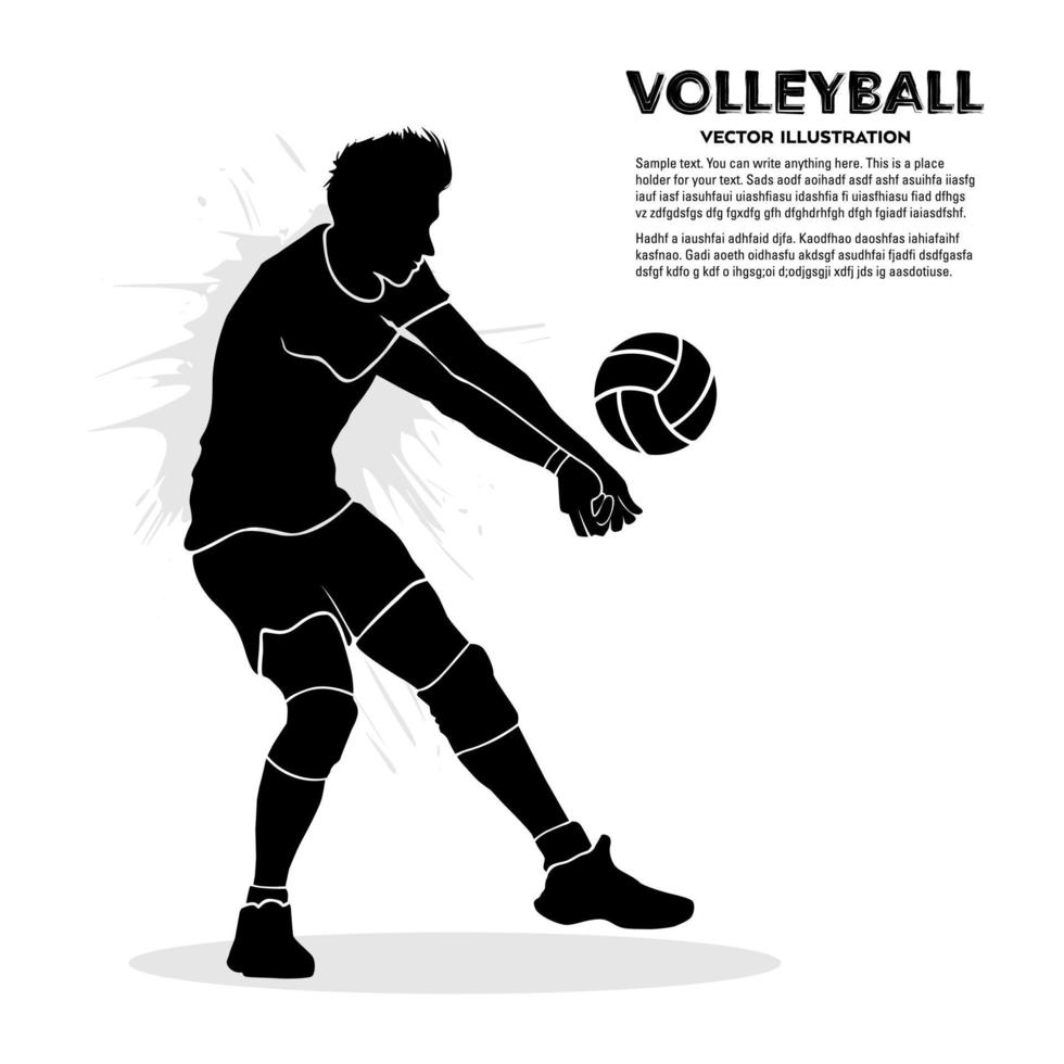 Silhouette of volleyball player passing the ball. Vector illustration