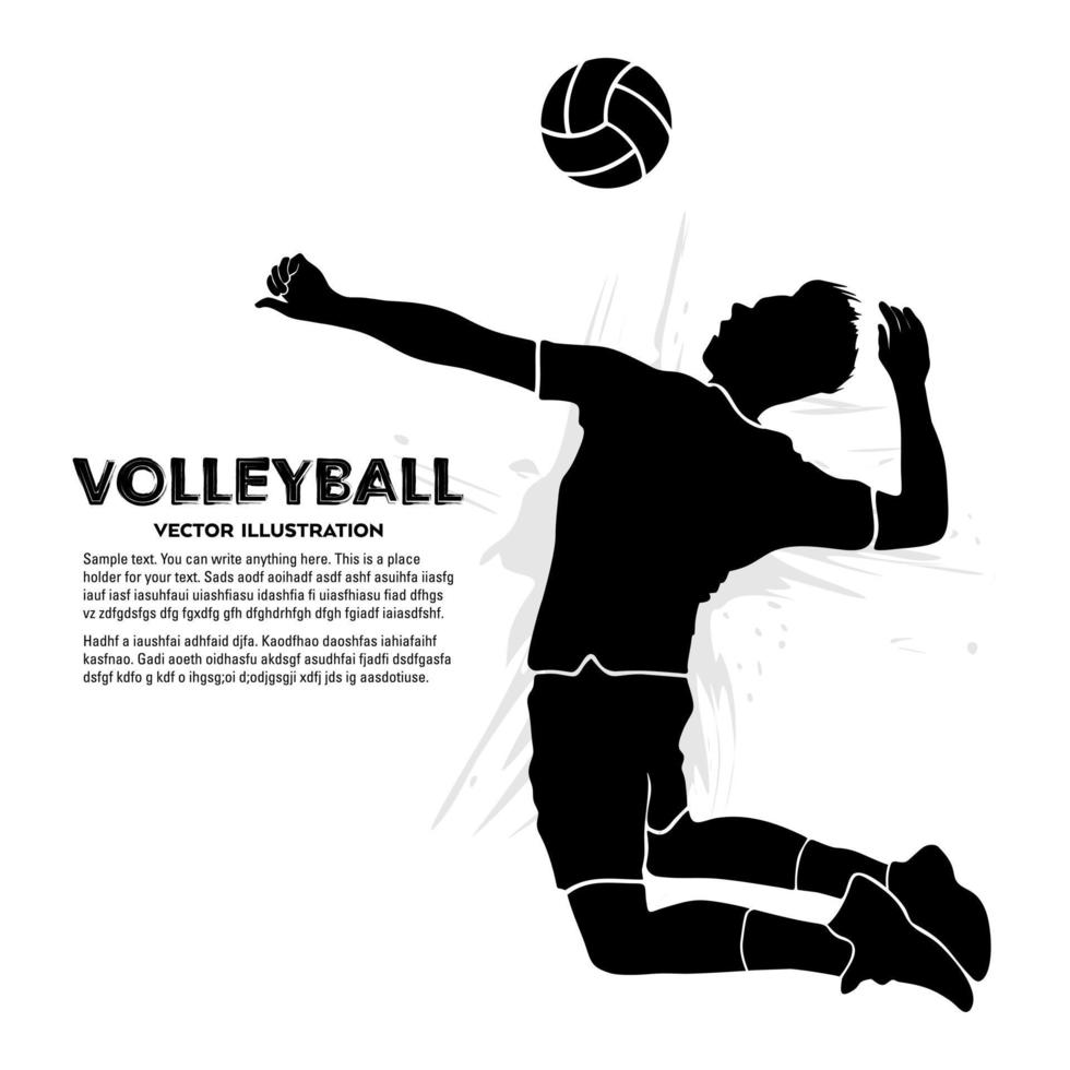 Jump serve male volleyball player. Vector illustration