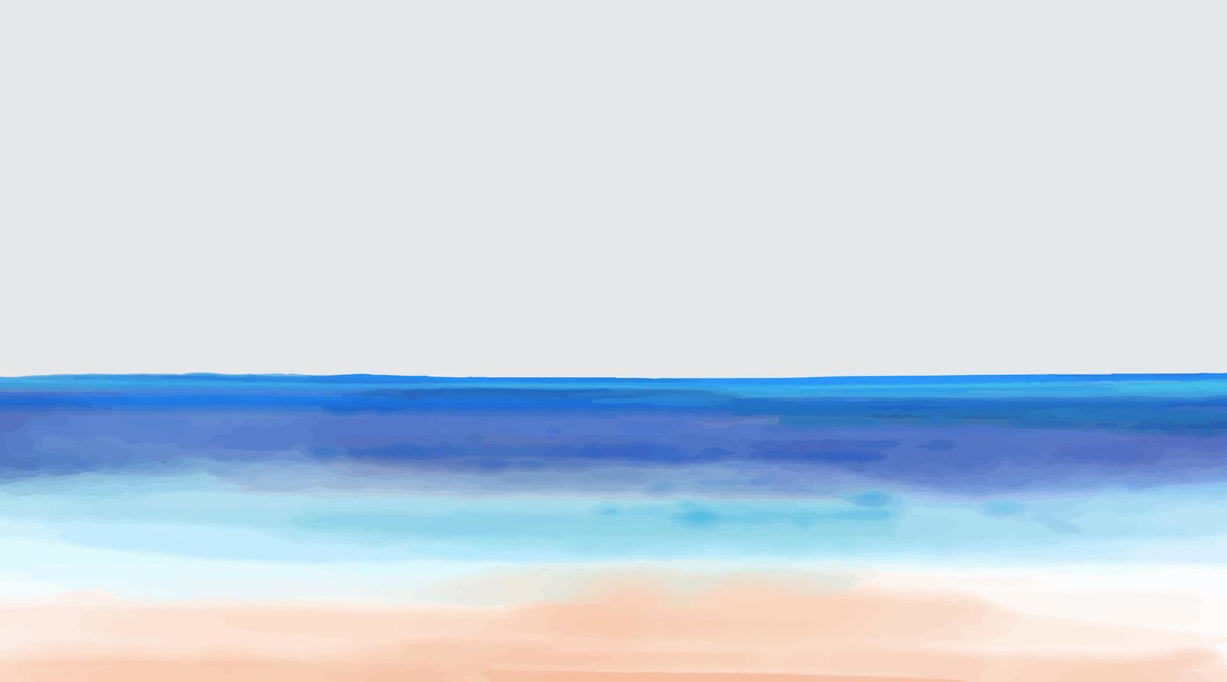 Vector illustration of tropical beach, Hand painted watercolor background