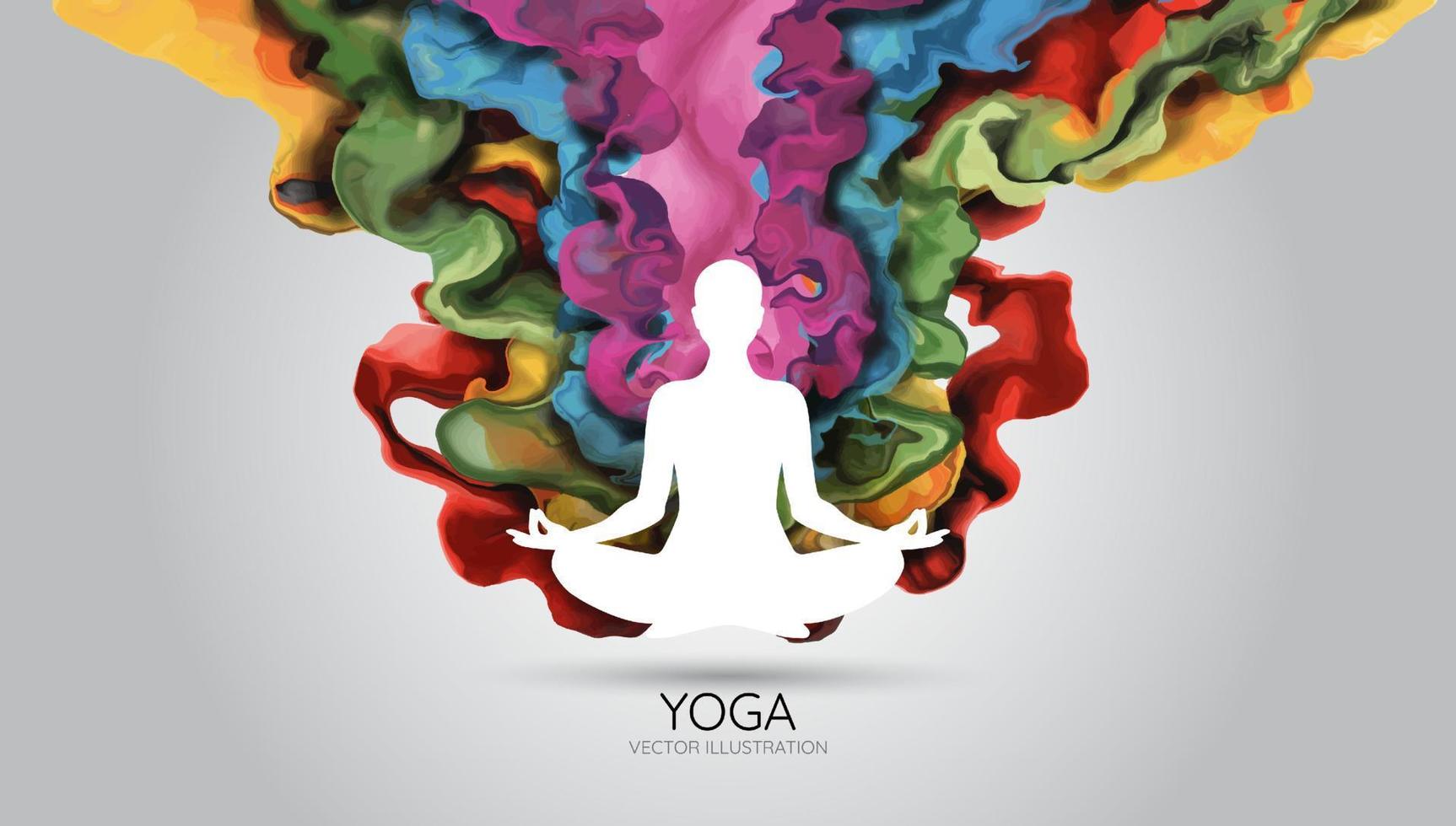 pose de yoga y líquido abstracto, ilustración vectorial vector